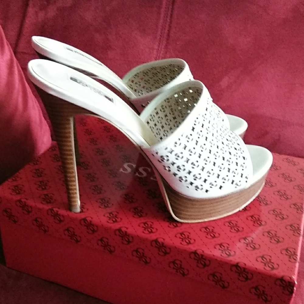 Guess leather slide heels